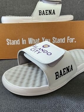 Ultra Violet ISlide White Sandals with Orlando City Accent